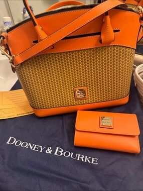 Dooney & Bourke Orange Doom Sachel with Matching Wallet